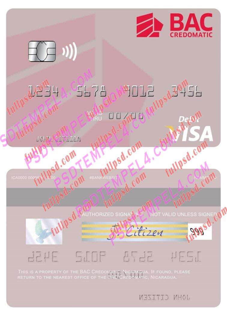 Nicaragua BAC Credomatic visa debit card PSD