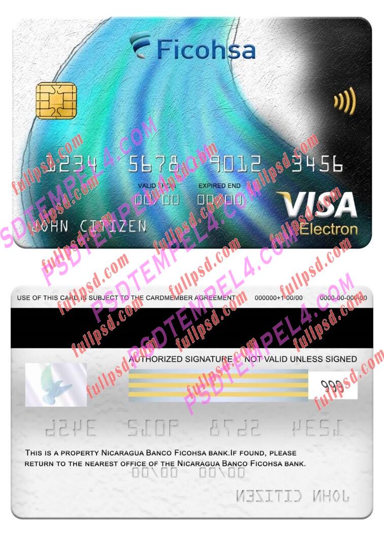 Nicaragua Banco Ficohsa bank visa electron card PSD