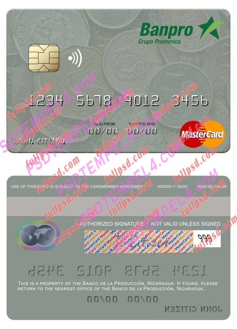 Nicaragua Banco de la Produccion Mastercard PSD