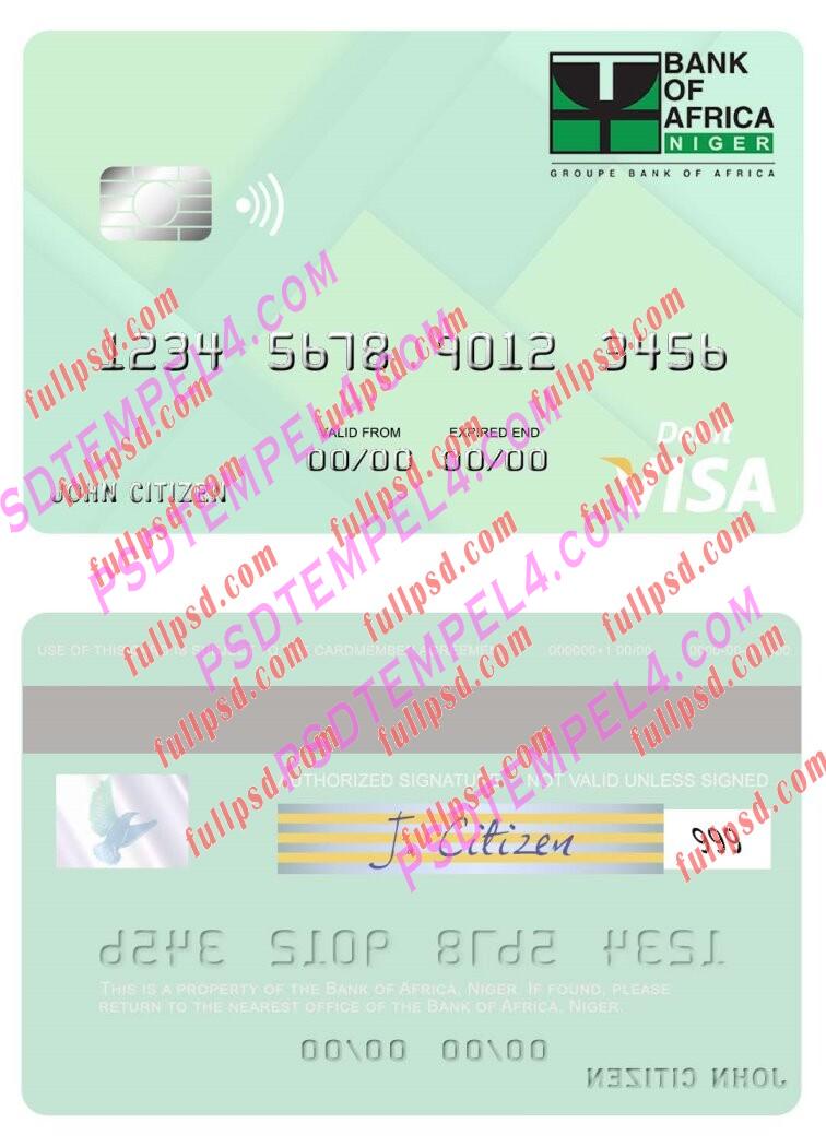 Niger Bank of Africa visa debit card PSD