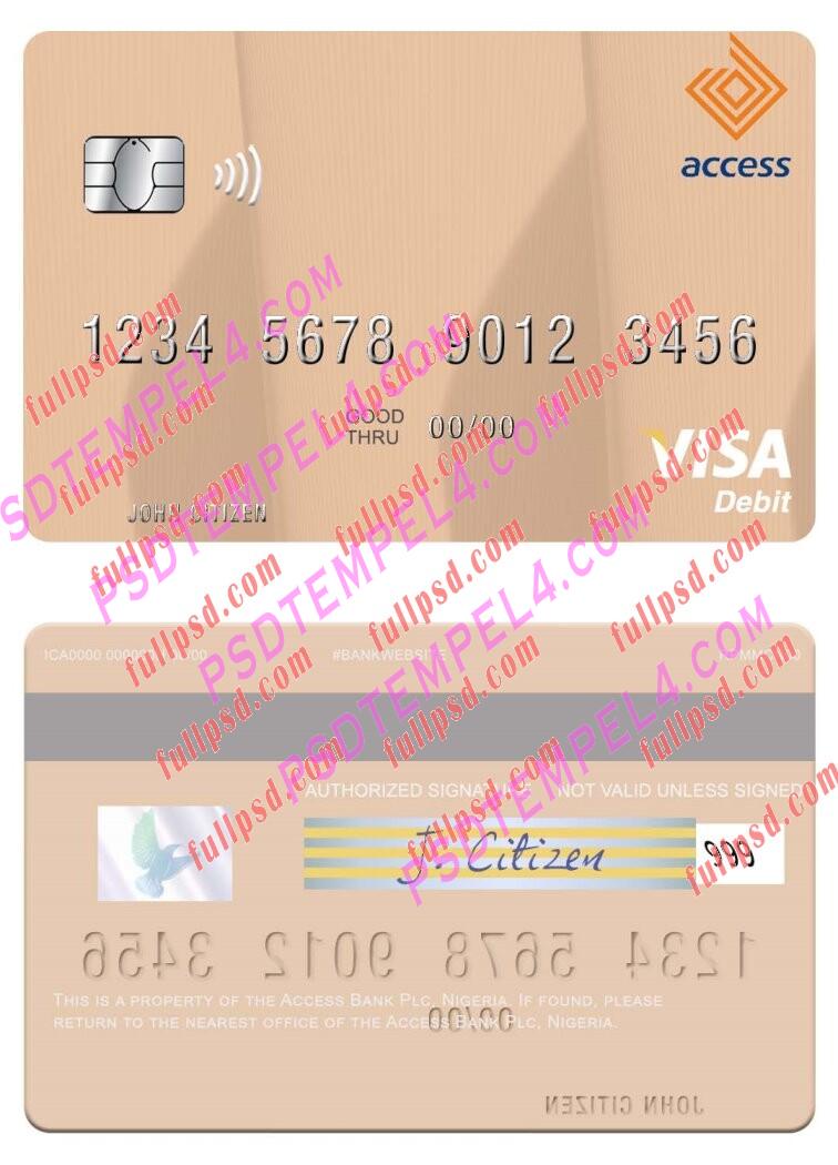 Nigeria Access Bank Plc visa debit card PSD