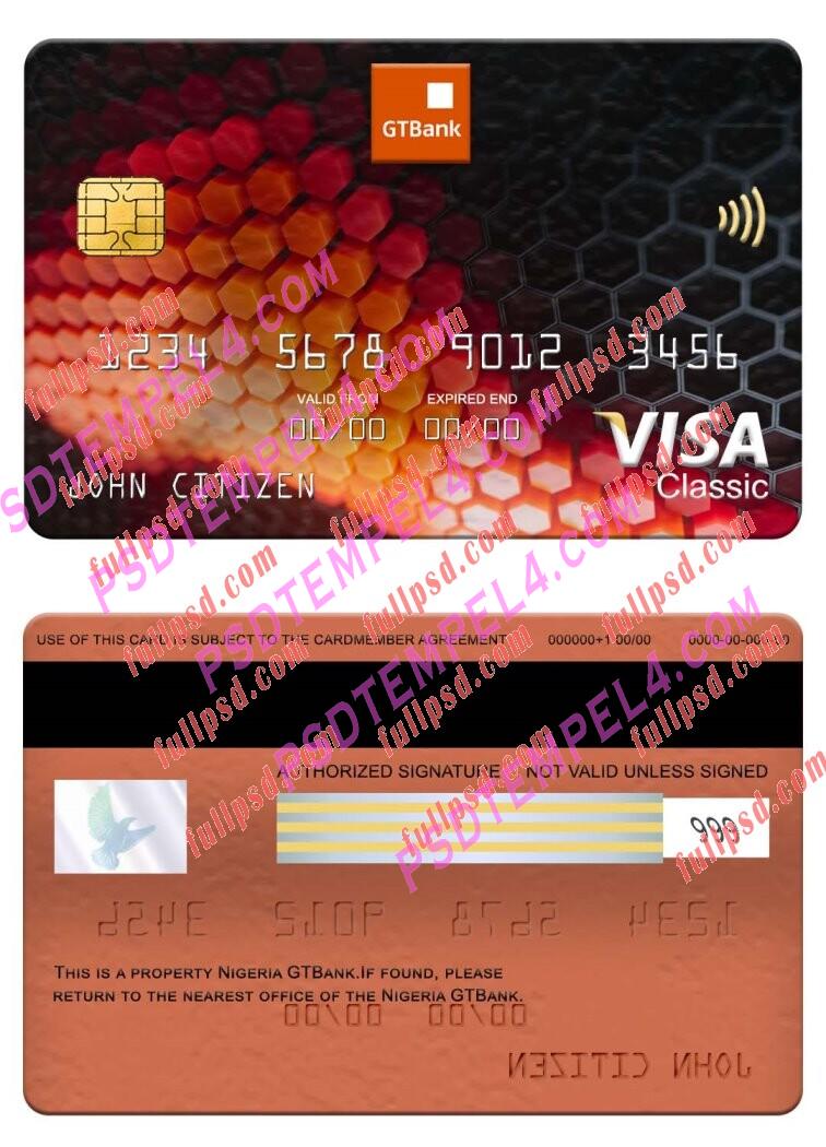 Nigeria GTBank visa classic card PSD