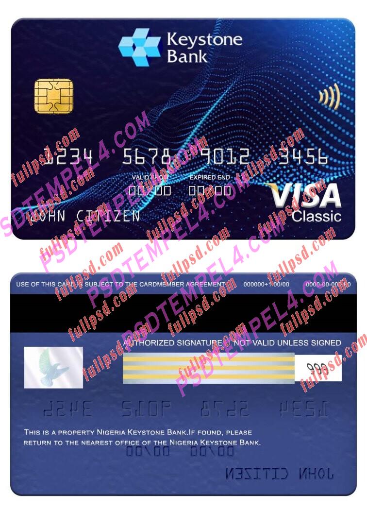 Nigeria Keystone Bank visa classic card PSD