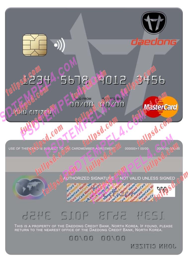 North Korea Daedong Credit Bank Mastercard PSD