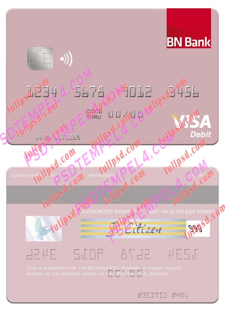 Norway BN Bank ASA visa debit card PSD