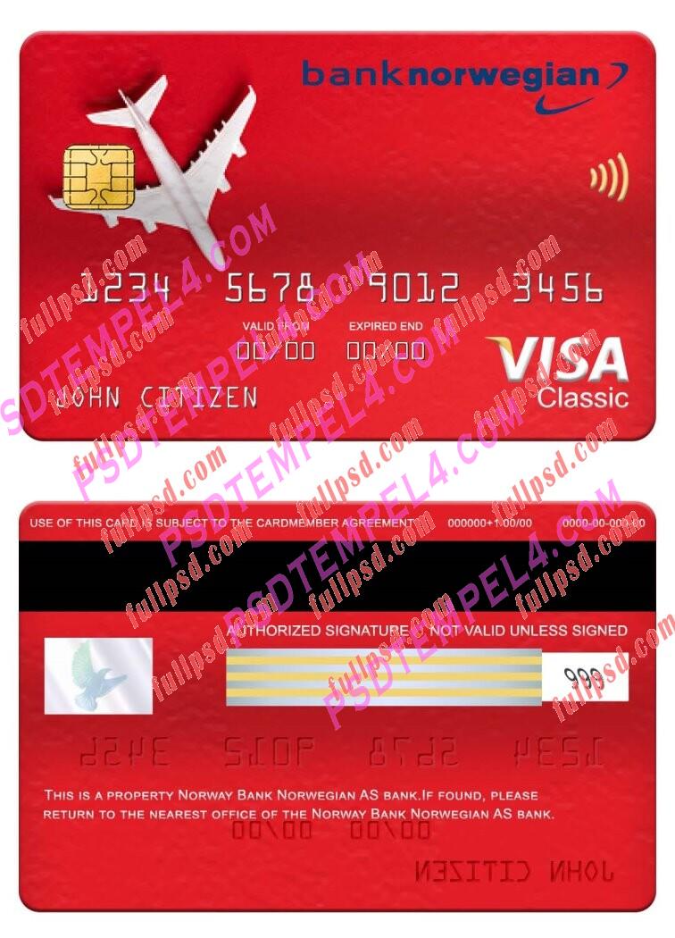 Norway Bank Norwegian AS bank visa classic card PSD
