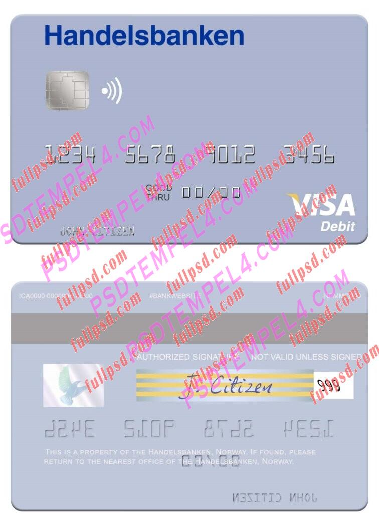 Norway Handelsbanken visa debit card PSD