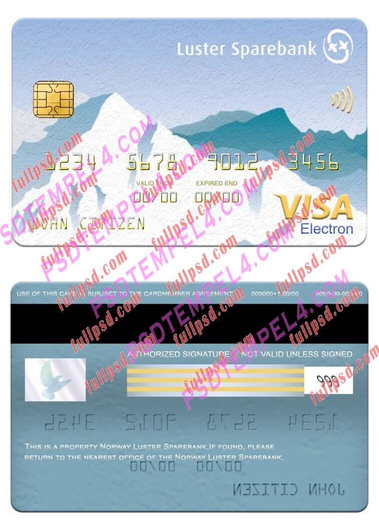 Norway Luster Sparebank visa electron card PSD