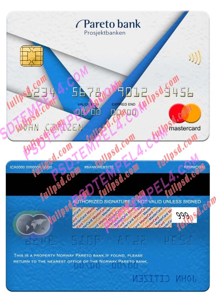 Norway Pareto bank Mastercard PSD