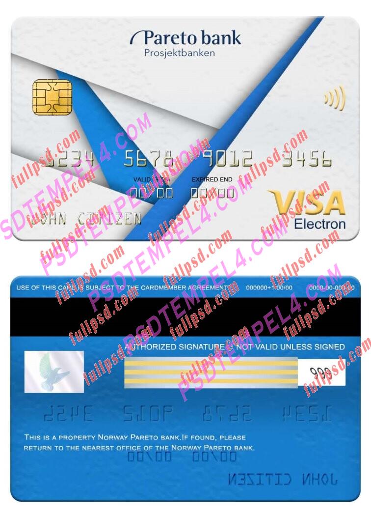 Norway Pareto bank visa electron card PSD