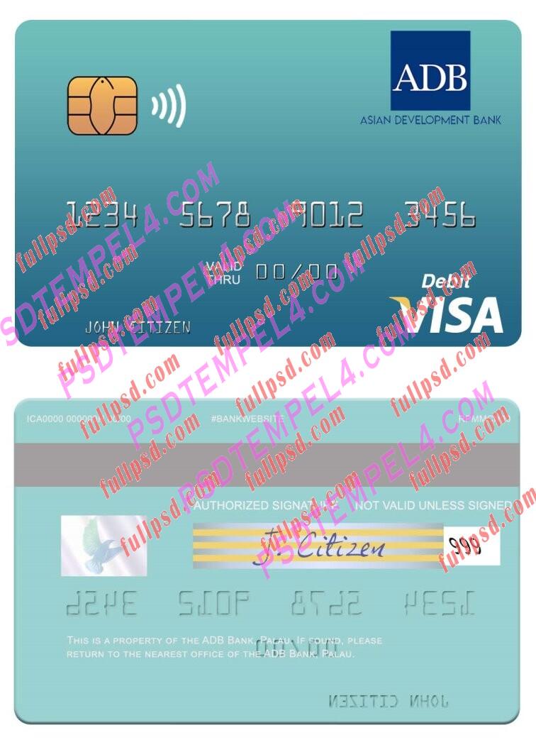 Palau ADB Bank visa debit card PSD