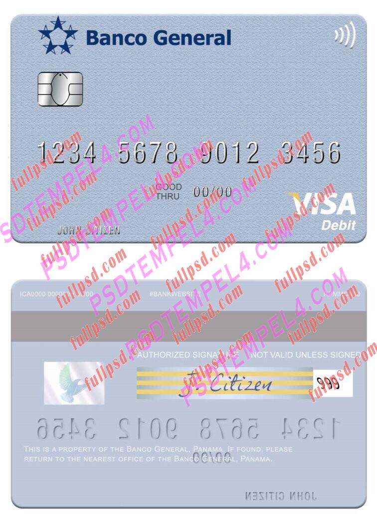 Panama Banco General visa debit card PSD