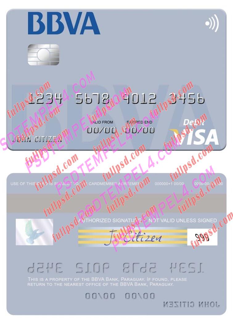 Paraguay BBVA Bank visa debit card PSD