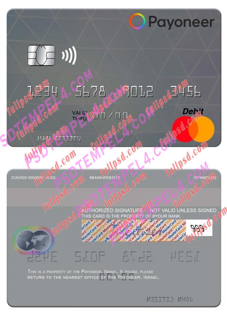 Israel Payoneer Mastercard PSD