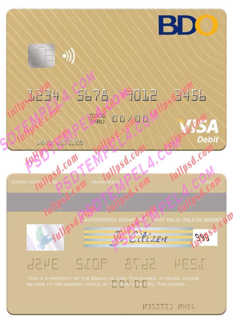 Philippines Banco de Oro visa debit card PSD
