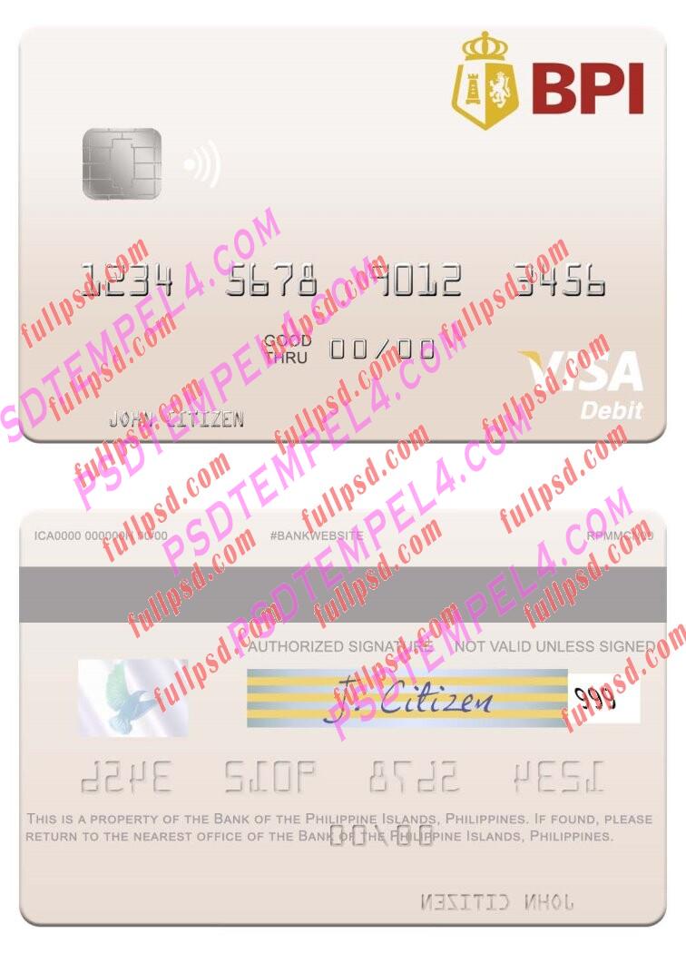 Philippines Bank of the Philippine Islands visa debit card PSD