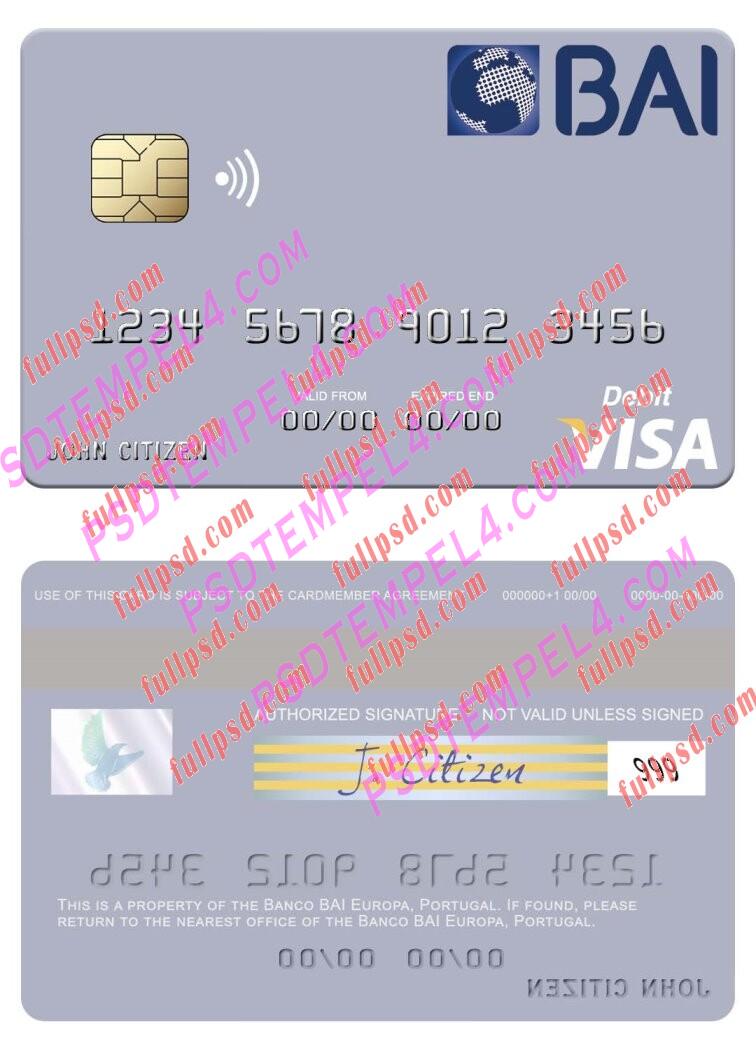 Portugal Banco BAI Europa visa debit card PSD