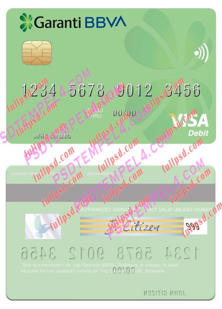 Romania Garanti BBVA visa debit card PSD