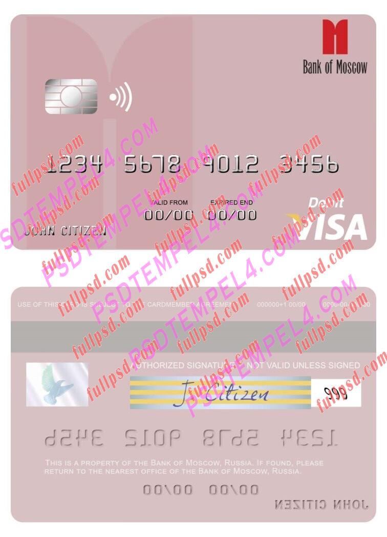 Russia Bank of Moscow visa debit card PSD
