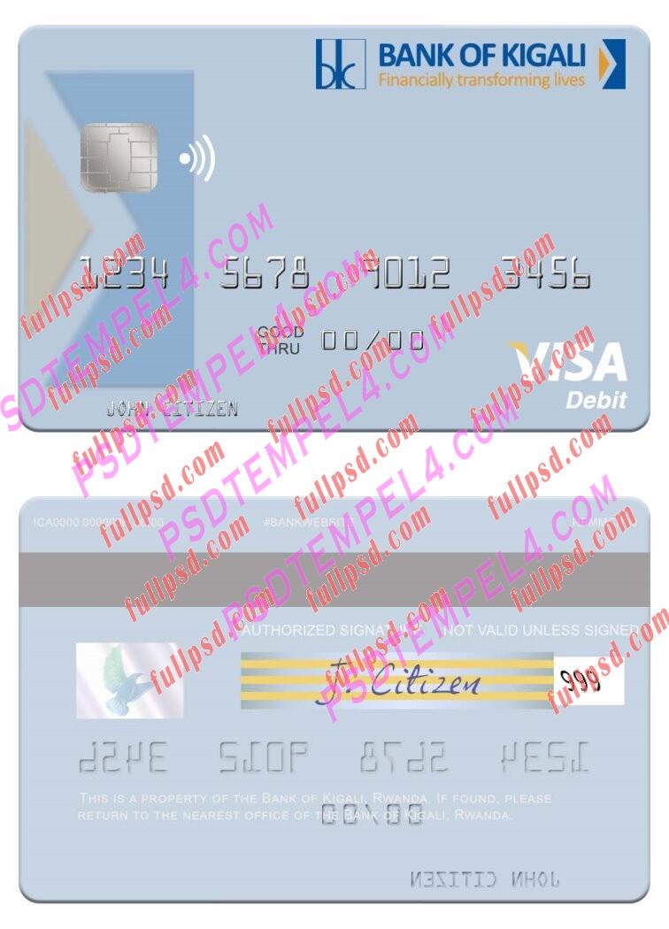 Rwanda Bank of Kigali visa debit card PSD