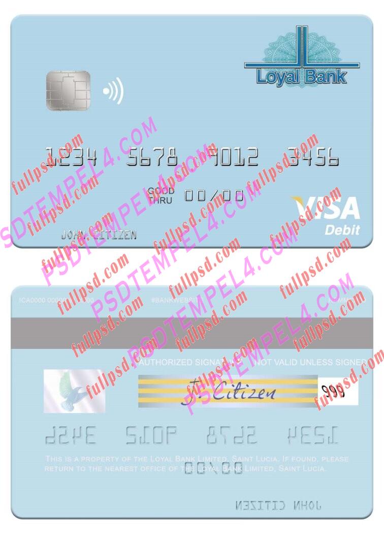 Saint Lucia Loyal Bank Limited visa debit card PSD