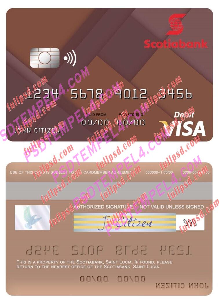 Saint Lucia Scotiabank visa debit card PSD