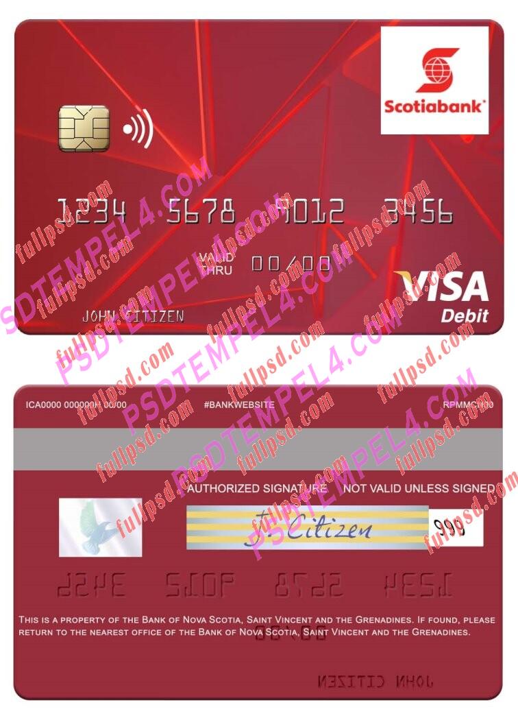 Saint Vincent and the Grenadines Bank of Nova Scotia visa debit card PSD