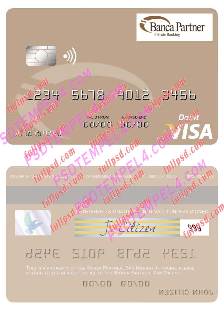 San Marino Banca Partner visa debit card PSD
