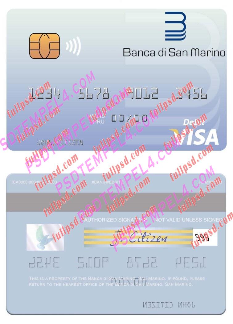 San Marino Banca di San Marino visa debit card PSD