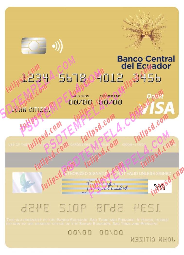 Sao Tome and Principe Banco Ecuador visa debit card PSD