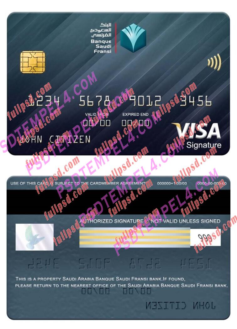 Saudi Arabia Banque Saudi Fransi bank visa signature card PSD