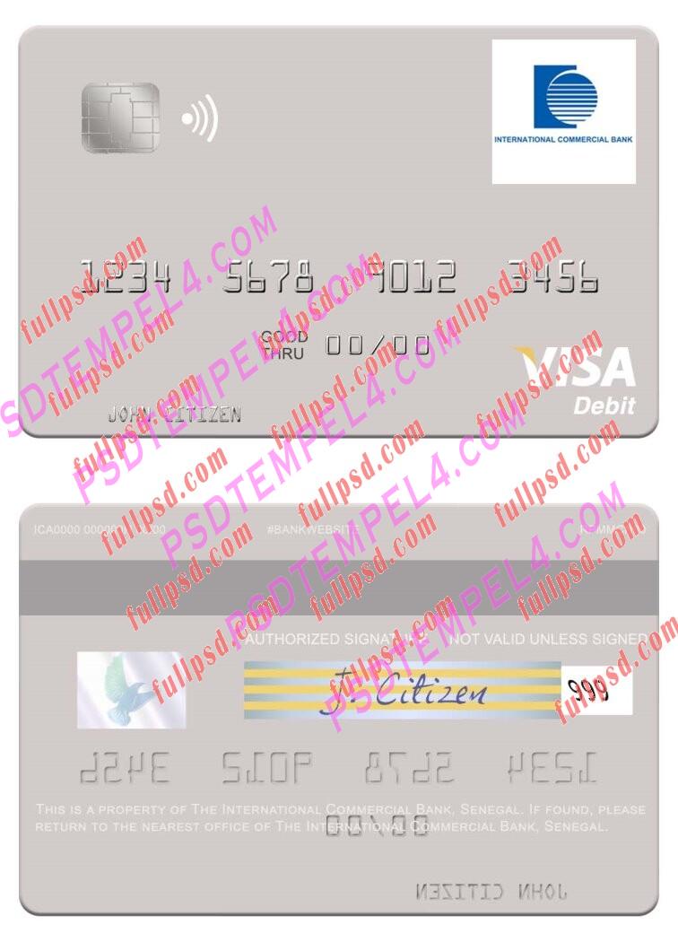 Senegal The International Commercial Bank visa debit card PSD