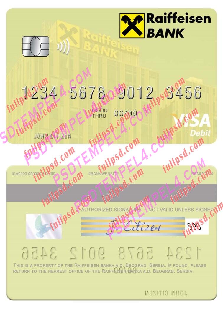 Serbia Raiffeisen banka a.d. Beograd visa debit card PSD