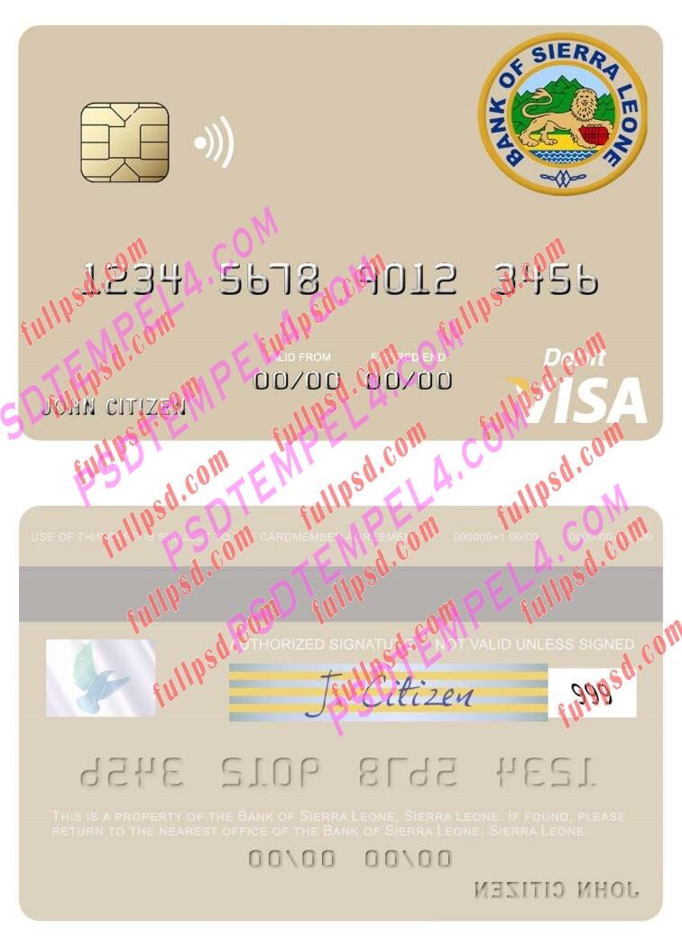 Sierra Leone Bank of Sierra Leone visa debit card PSD