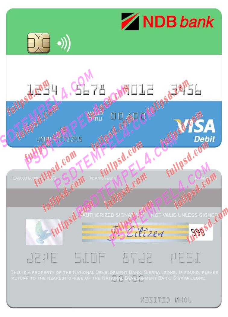 Sierra Leone National Development Bank visa debit card PSD