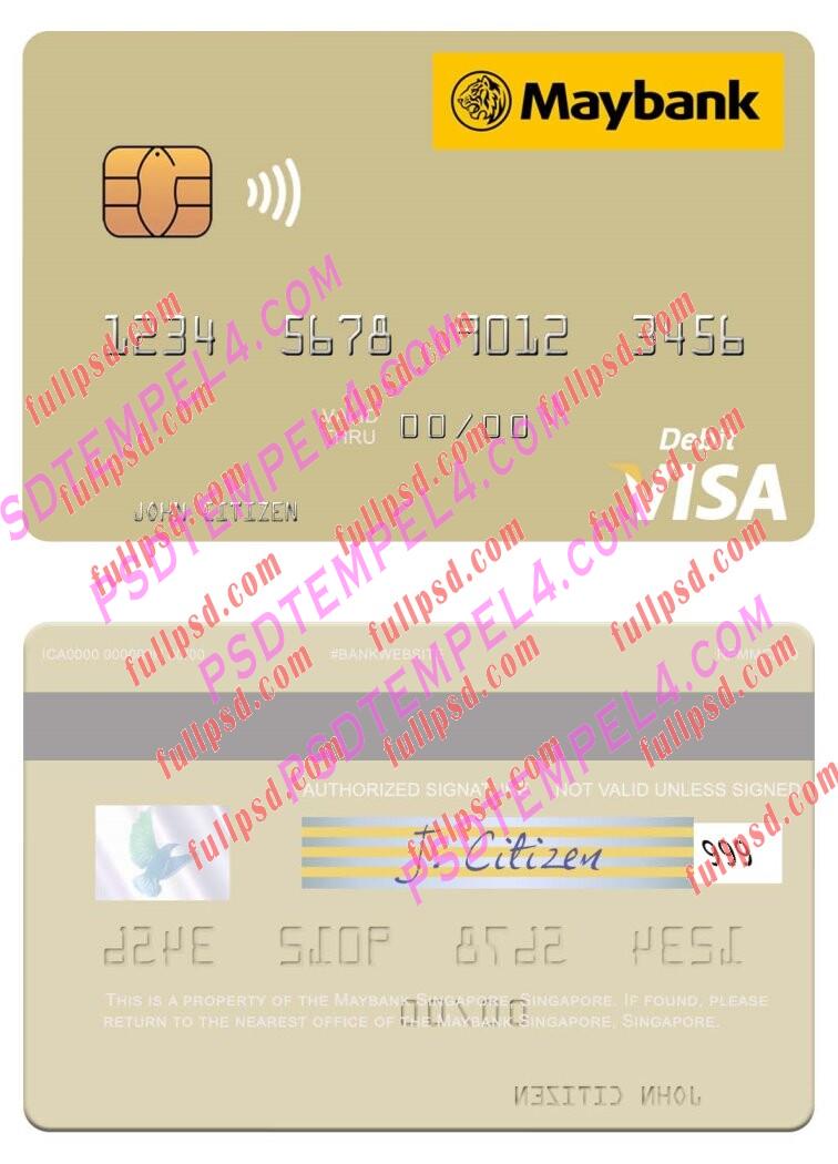 Singapore Maybank Singapore visa debit card PSD