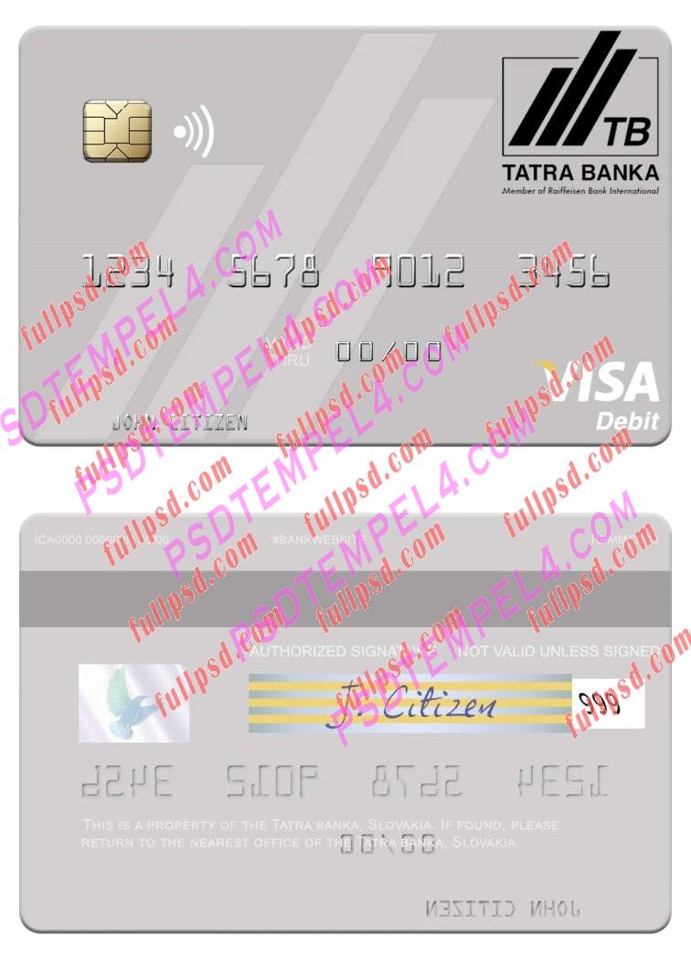 Slovakia Tatra Banka visa debit card PSD