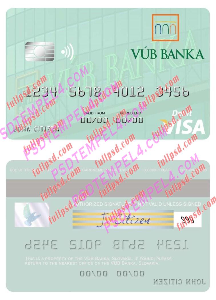 Slovakia VUB Banka visa debit card PSD