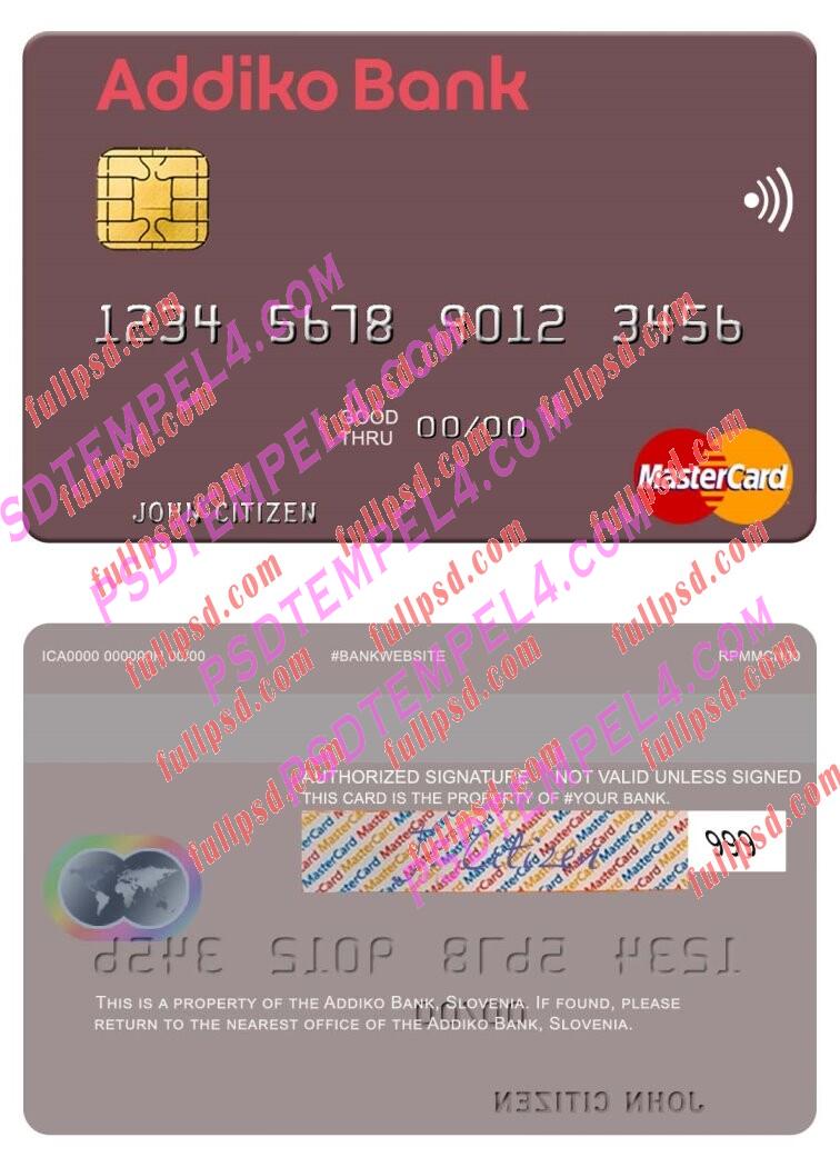 Slovenia Addiko Bank Mastercard PSD