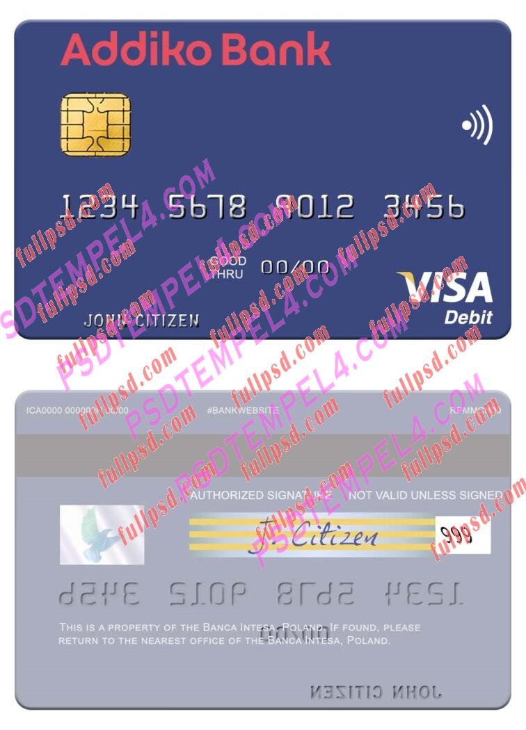Slovenia Addiko Bank visa debit card PSD