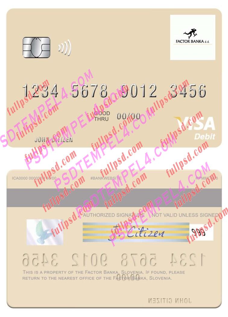 Slovenia Factor banka visa debit card PSD