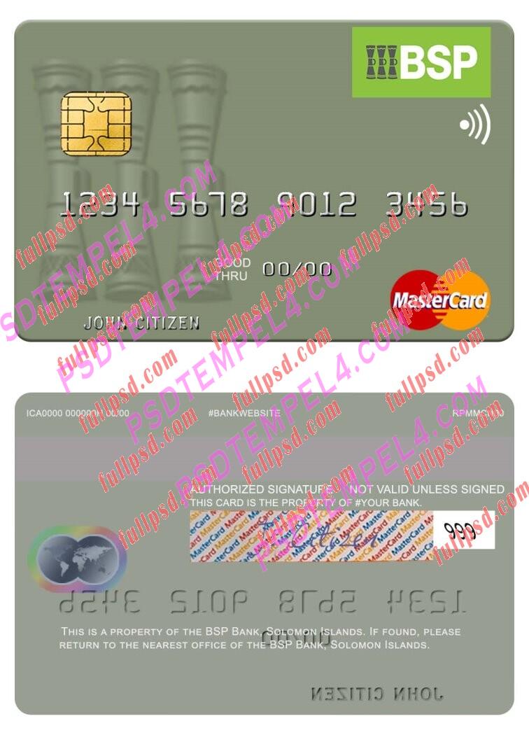 Solomon Islands BSP Bank Mastercard PSD