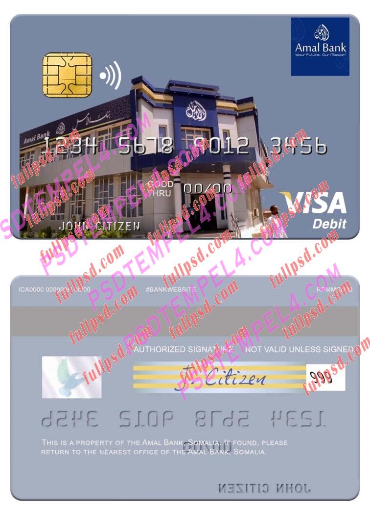 Somalia Amal Bank visa debit card PSD