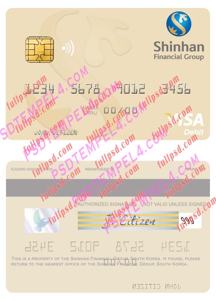 South Korea Shinhan Financial Group visa debit card PSD