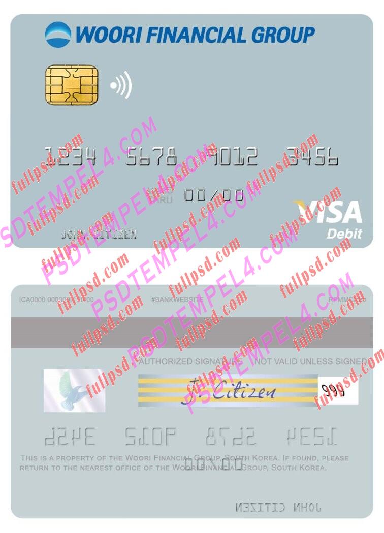 South Korea Woori Financial Group visa debit card PSD