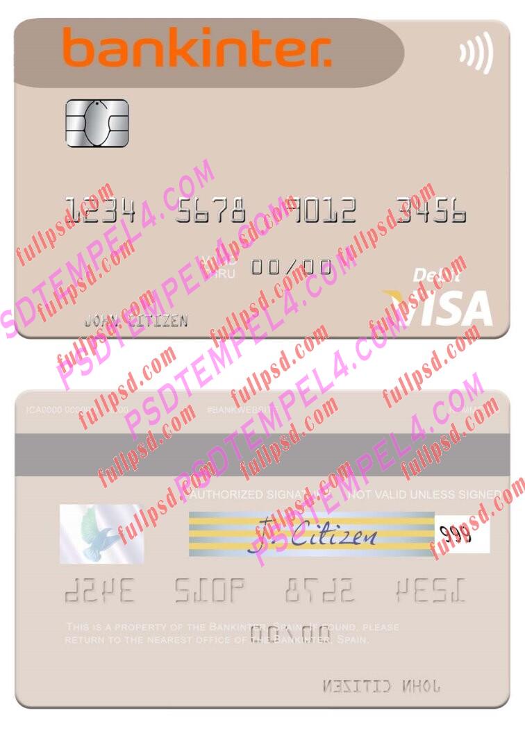 Spain Bankinter visa debit card PSD