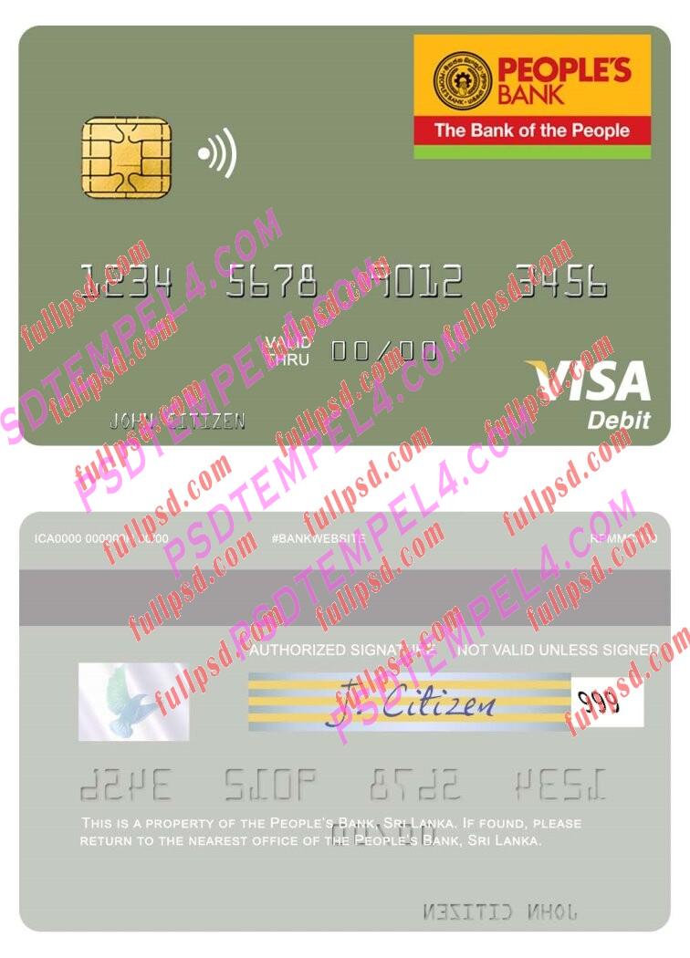 Sri Lanka Peoples Bank visa debit card PSD