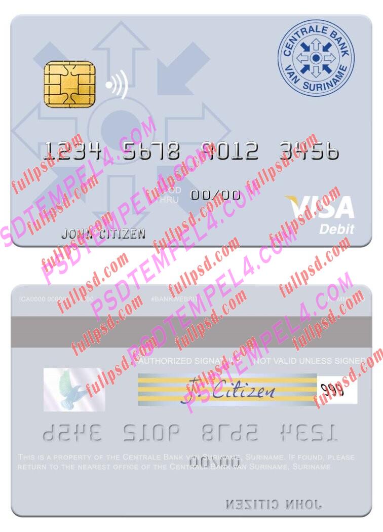 Suriname Centrale Bank van Suriname visa debit card PSD