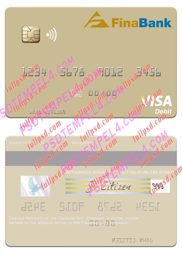 Suriname Finabank N.V. visa debit card PSD