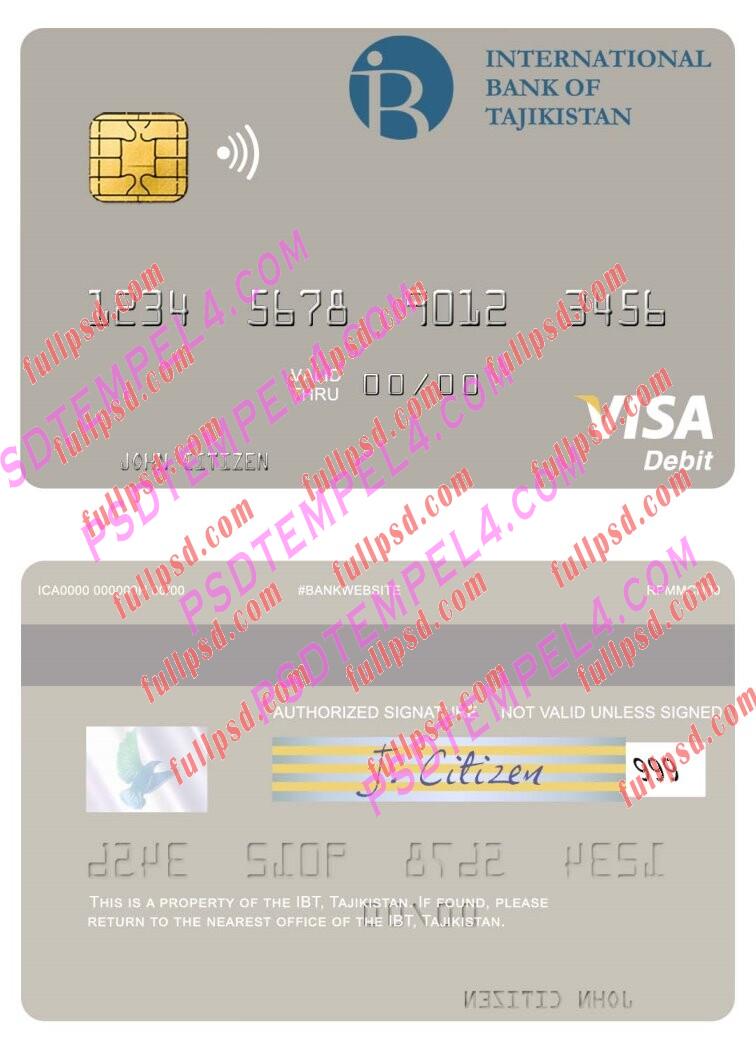 Tajikistan IBT visa debit card PSD